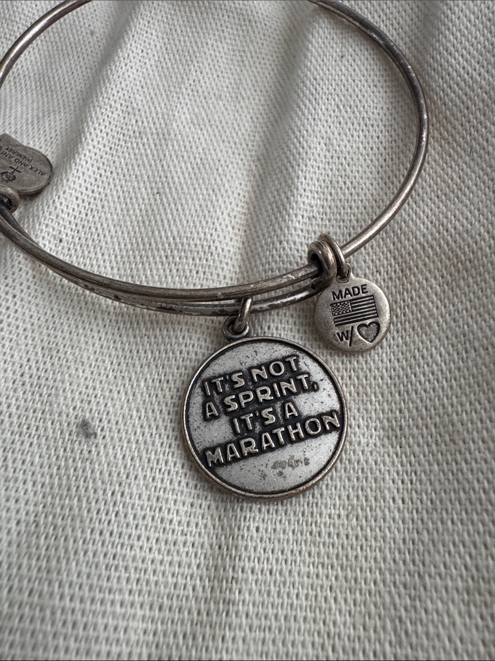 Alex and Ani It's Not A Sprint, It's A Marathon Charm Bangle Bracelet - Silver